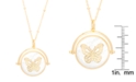 Macy's Mother of Pearl Cubic Zirconia Butterfly Pendant 18" Necklace in Gold Plate